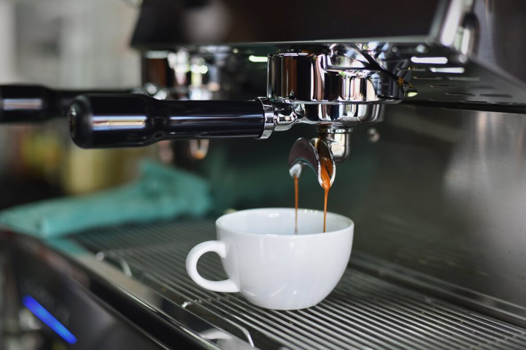 An espresso shot being extracted